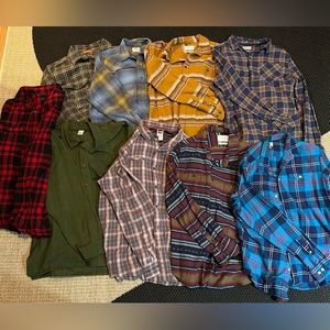 Lot of 9 flannel shirts